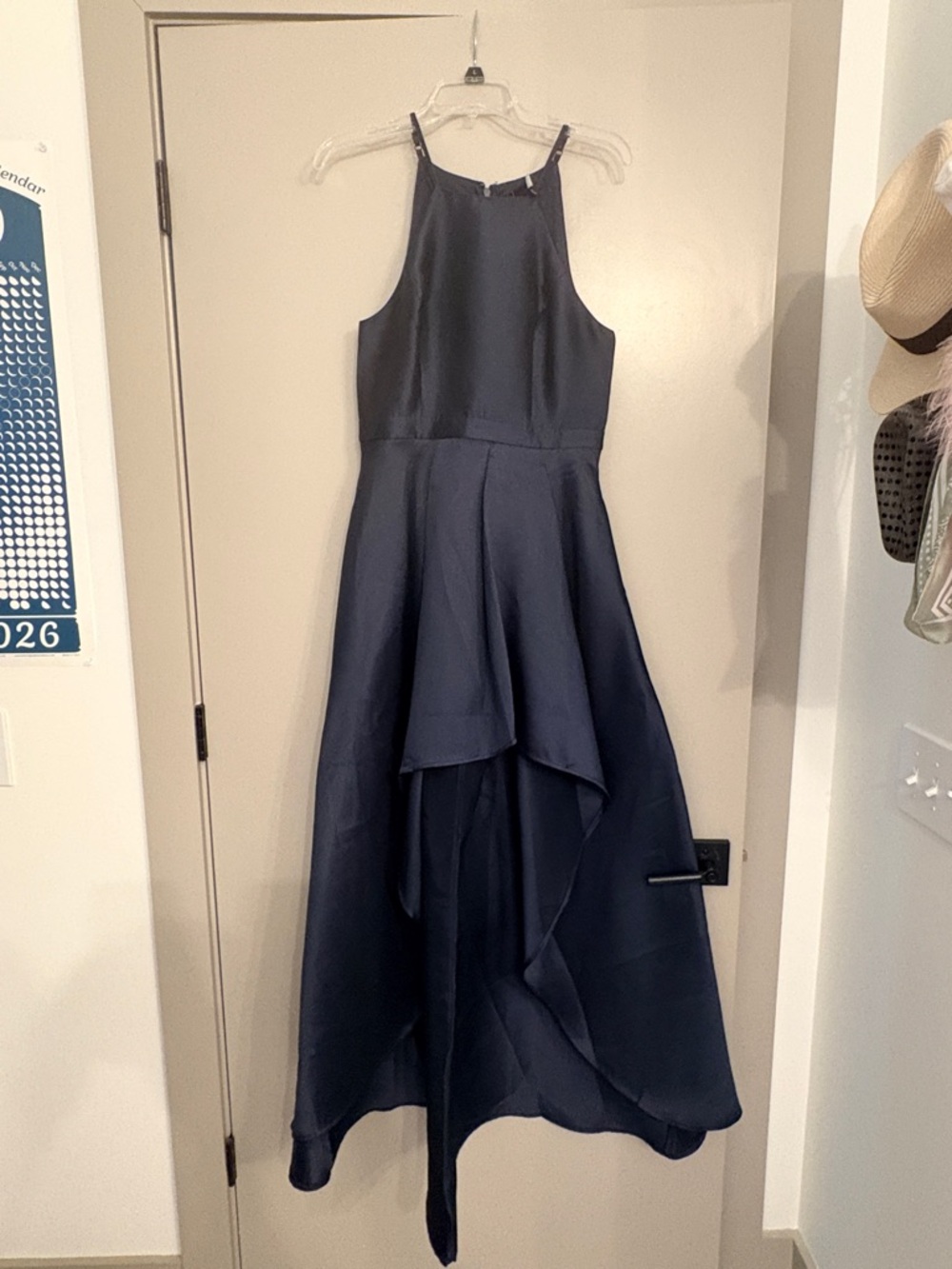 Lulu's Navy Satin Halter Dress
